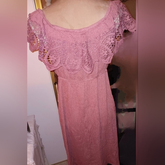 Haute Monde ~ Pink Crochet Lace Off-Shoulder Midi Dress | NWT - Picture 15 of 15